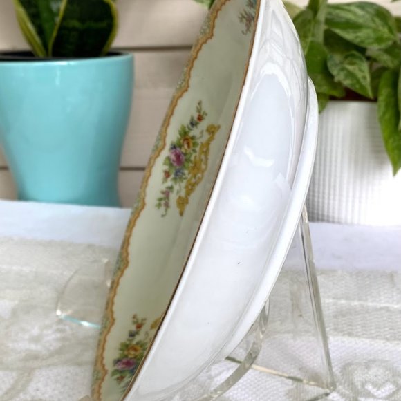 Vintage Kikusui Japan 7 Piece Place Setting - Tan & Green Border, Floral Sprays - Picture 8 of 13